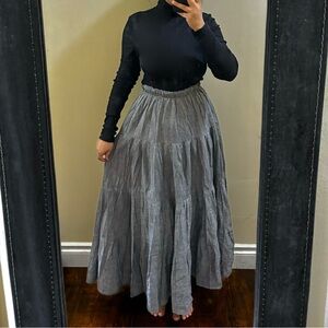 Brand NEW Grey Cotton Maxi Ruffle Skirt For Spring/ Summer